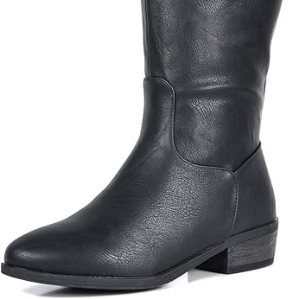 DREAM PAIRS Women's Black Luccia-New Knee High Winter Riding Boots Size 7.5 B(M)